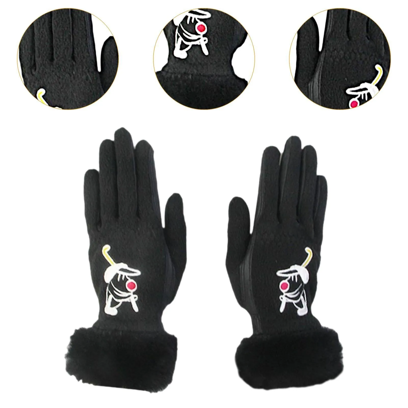 1 Pair of Golf Gloves Winter Training Gloves Mitts for Fishing Biking Hiking Black 20