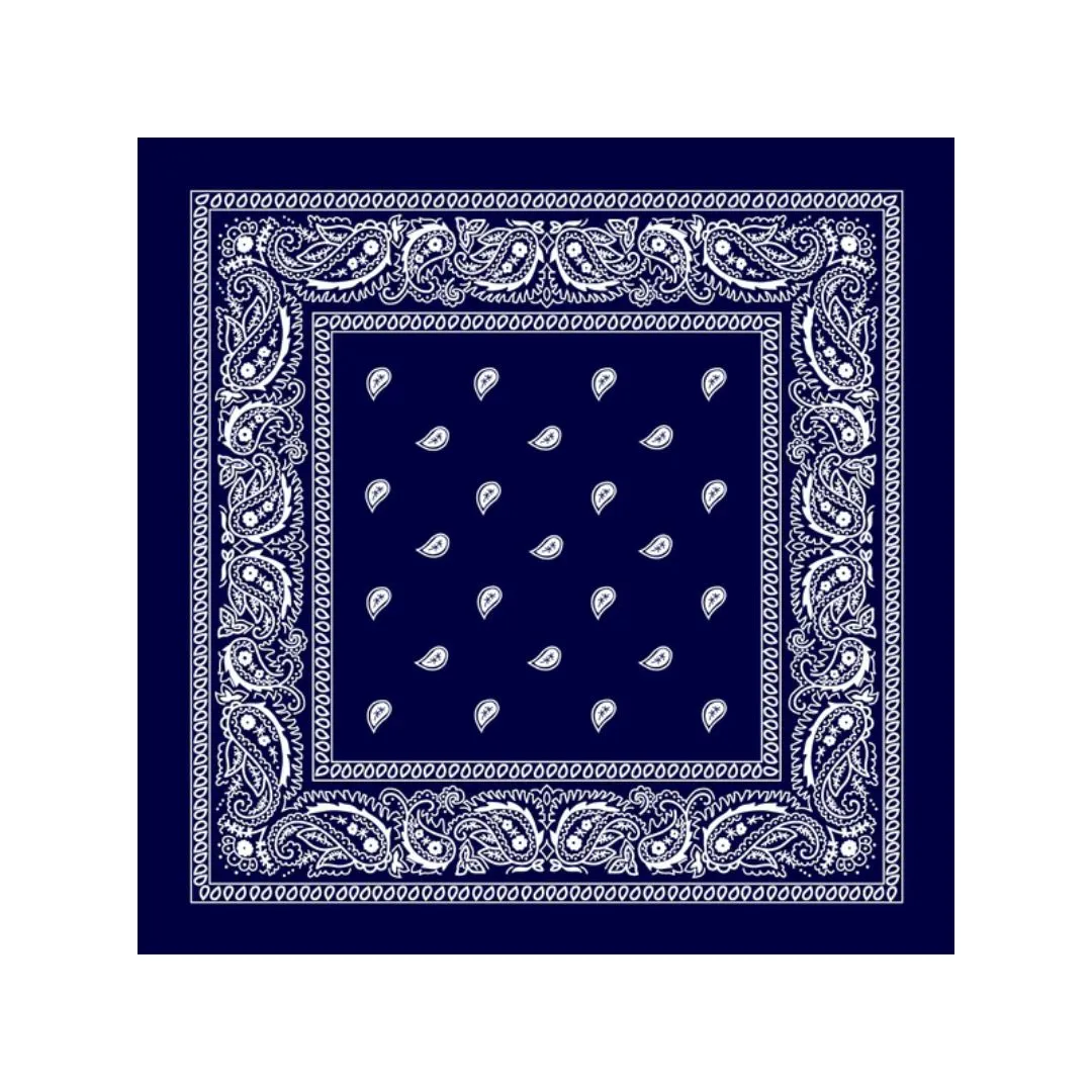 100% Western Design Cotton Paisley Bandana, Blue (Colour & Design May Vary)