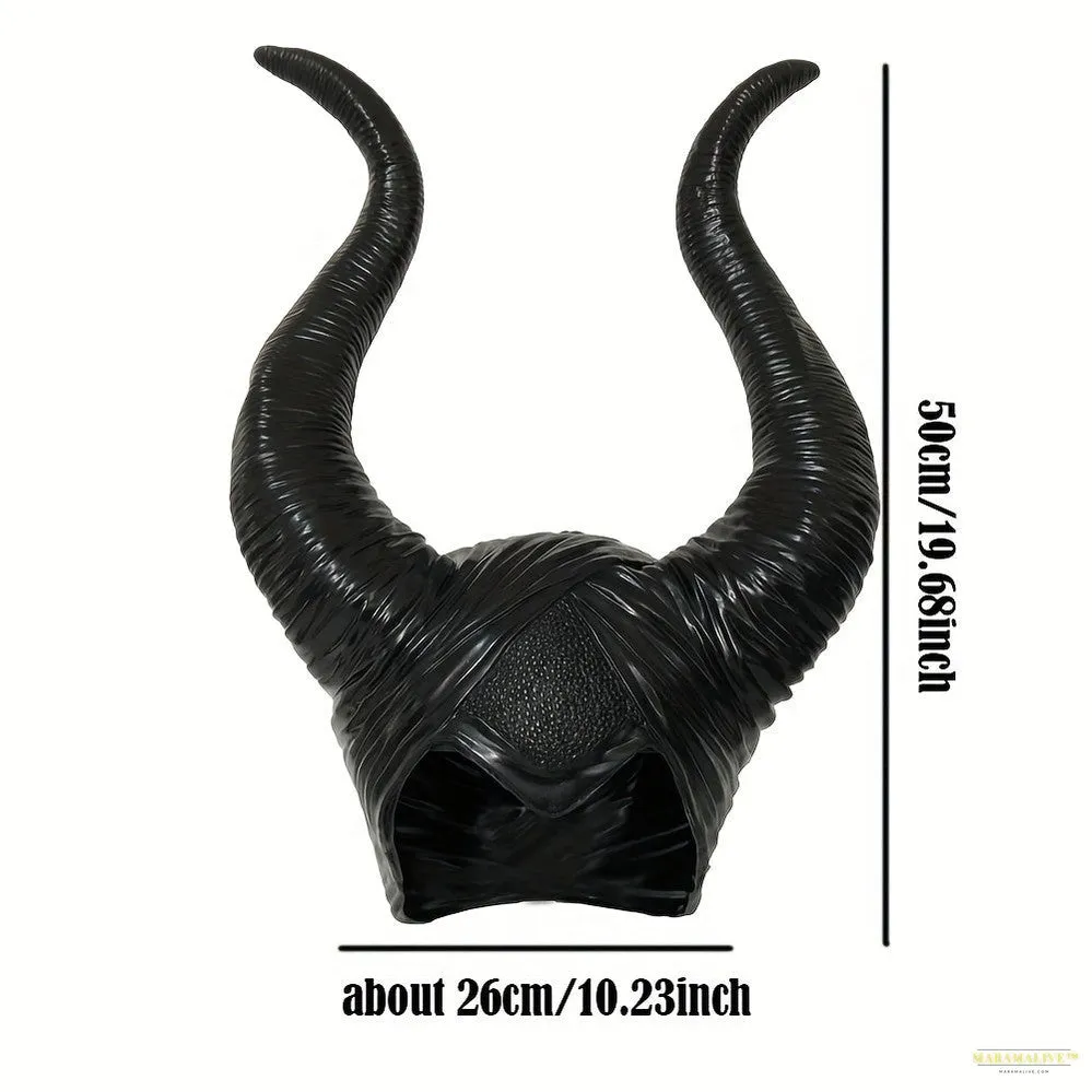 Big Black Ox Horns Witch Hat Headpiece Headgear Queen Cosplay Women Halloween Costumes Anime Headdress Party Props