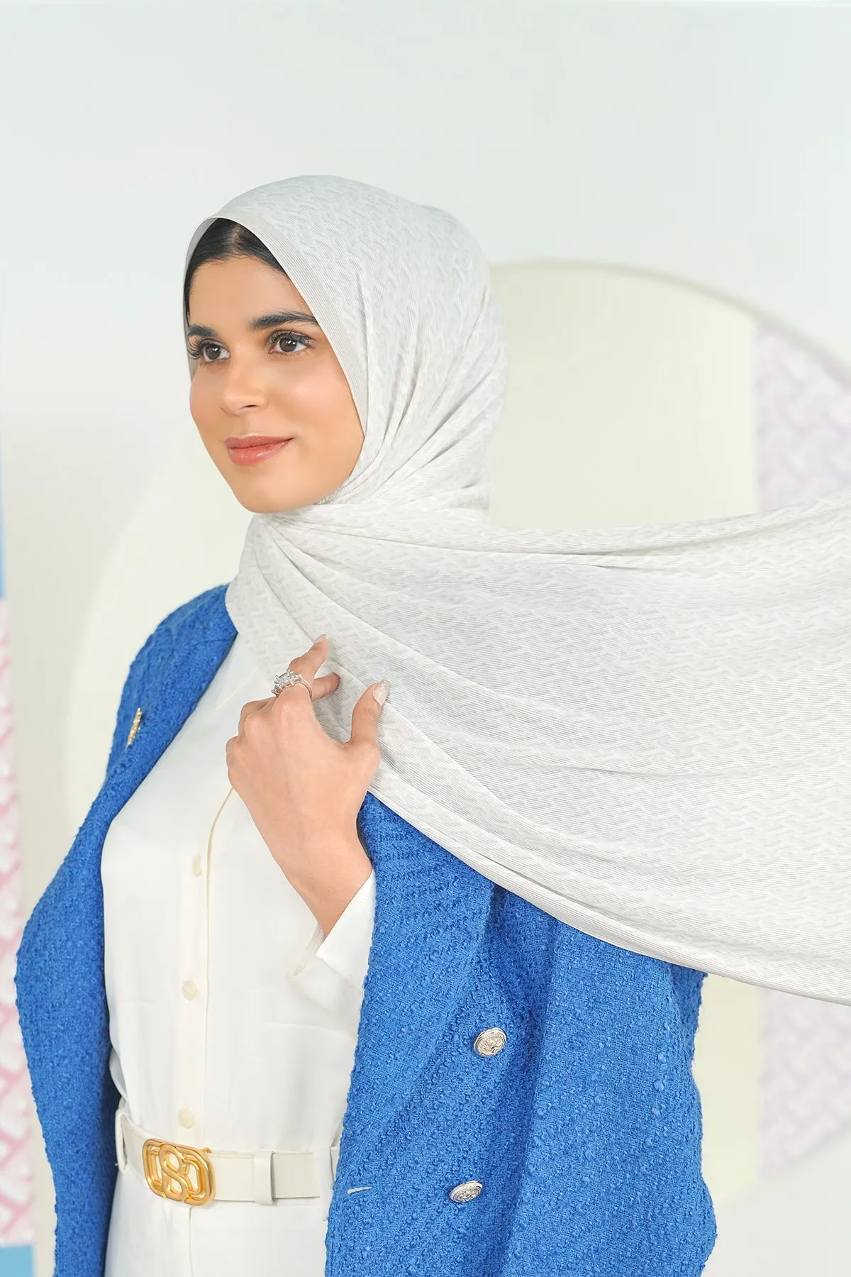 Bimu Pleated Shawl - Fog