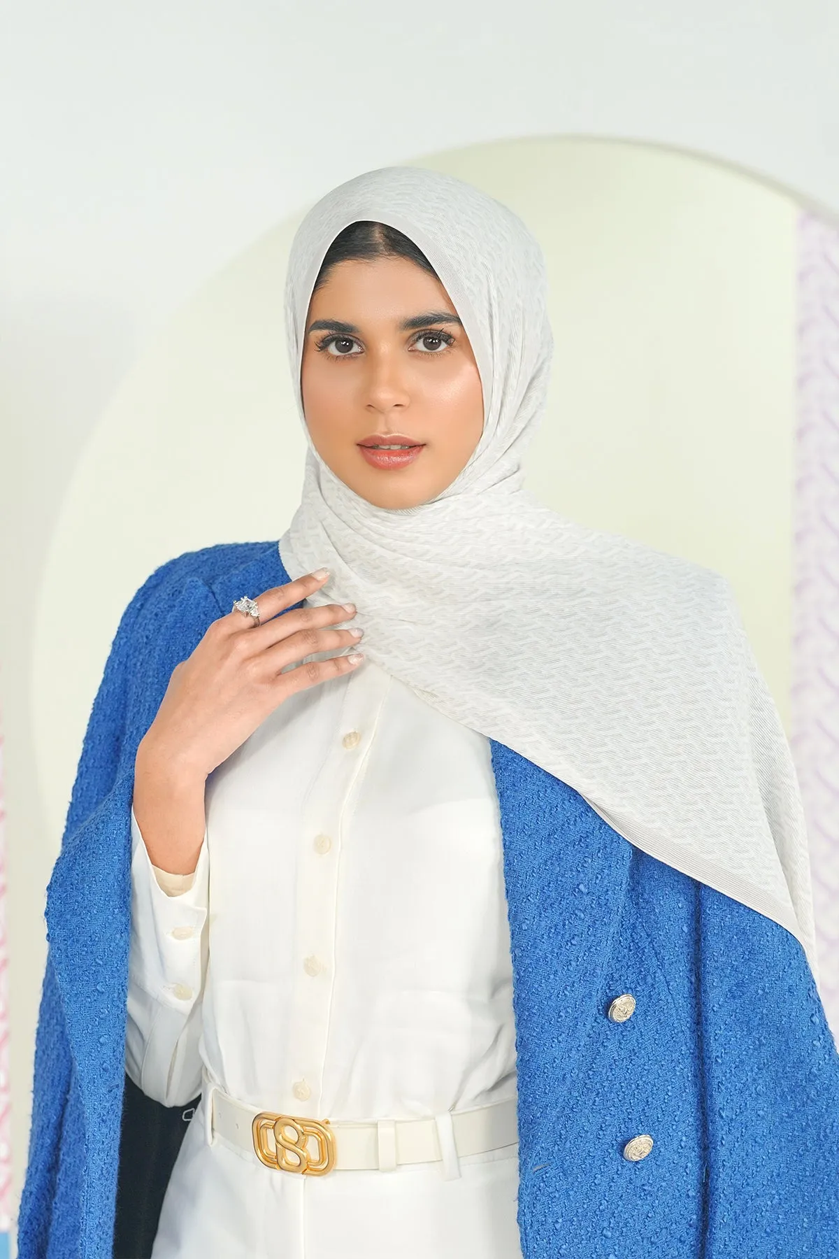 Bimu Pleated Shawl - Fog