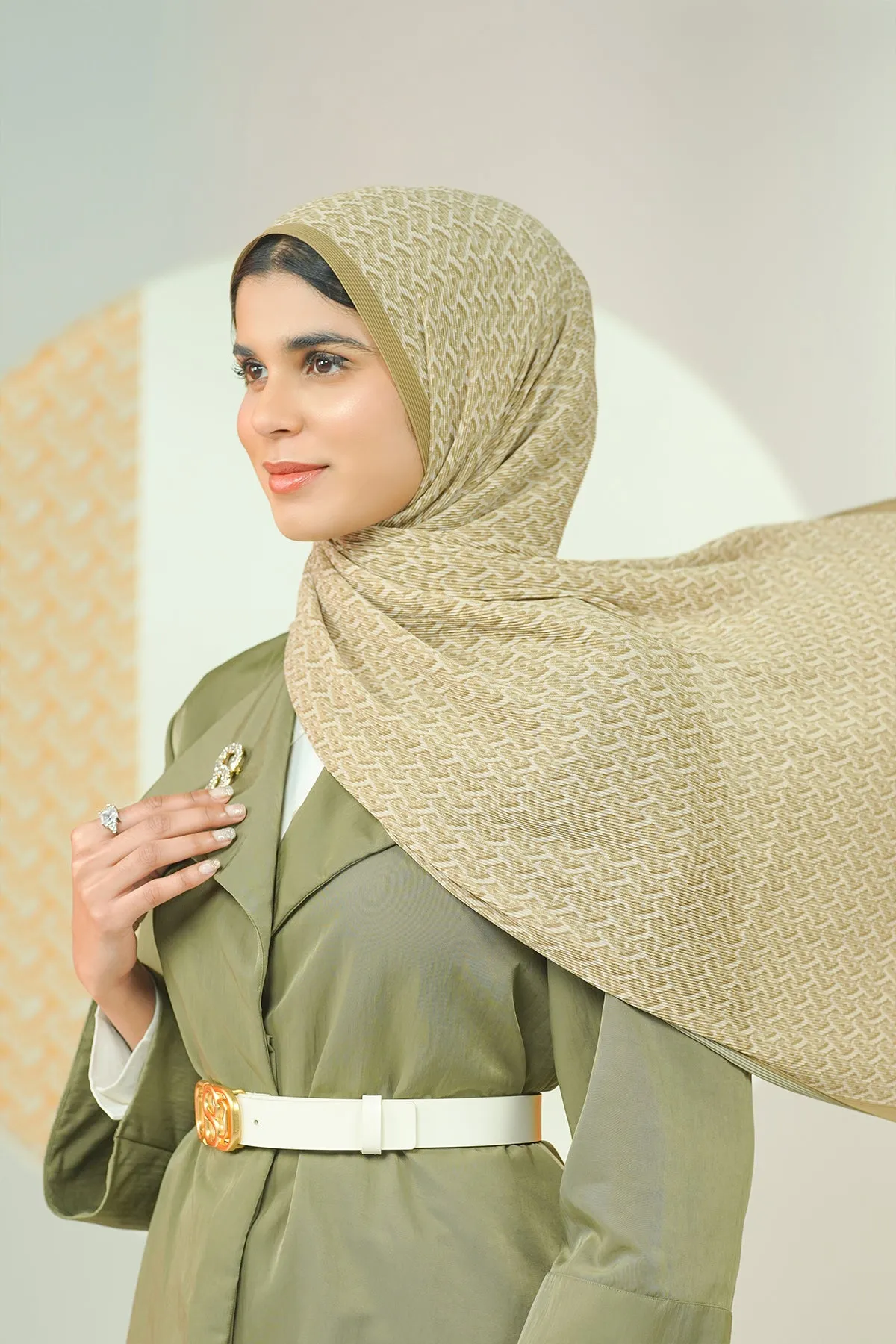 Bimu Pleated Shawl - Olive