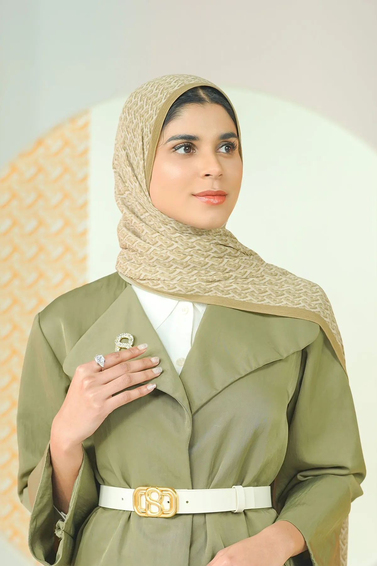 Bimu Pleated Shawl - Olive