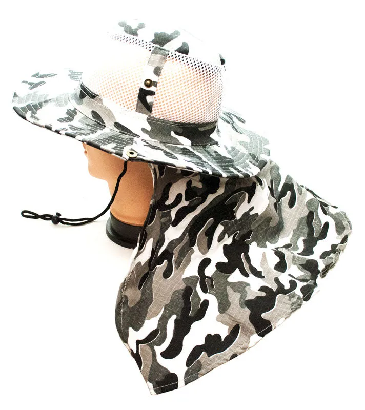 Camouflage Mesh Boonie Hats with Flap Neck Cover