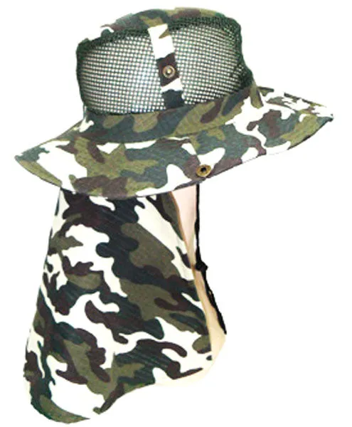 Camouflage Mesh Boonie Hats with Flap Neck Cover