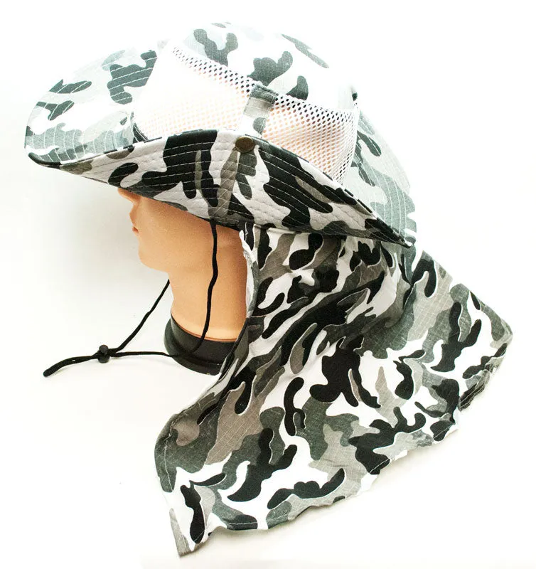 Camouflage Mesh Boonie Hats with Flap Neck Cover