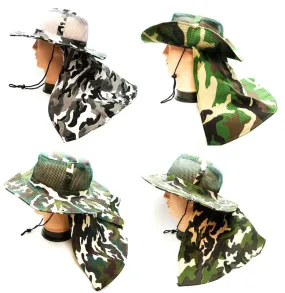 Camouflage Mesh Boonie Hats with Flap Neck Cover