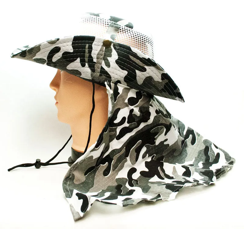 Camouflage Mesh Boonie Hats with Flap Neck Cover