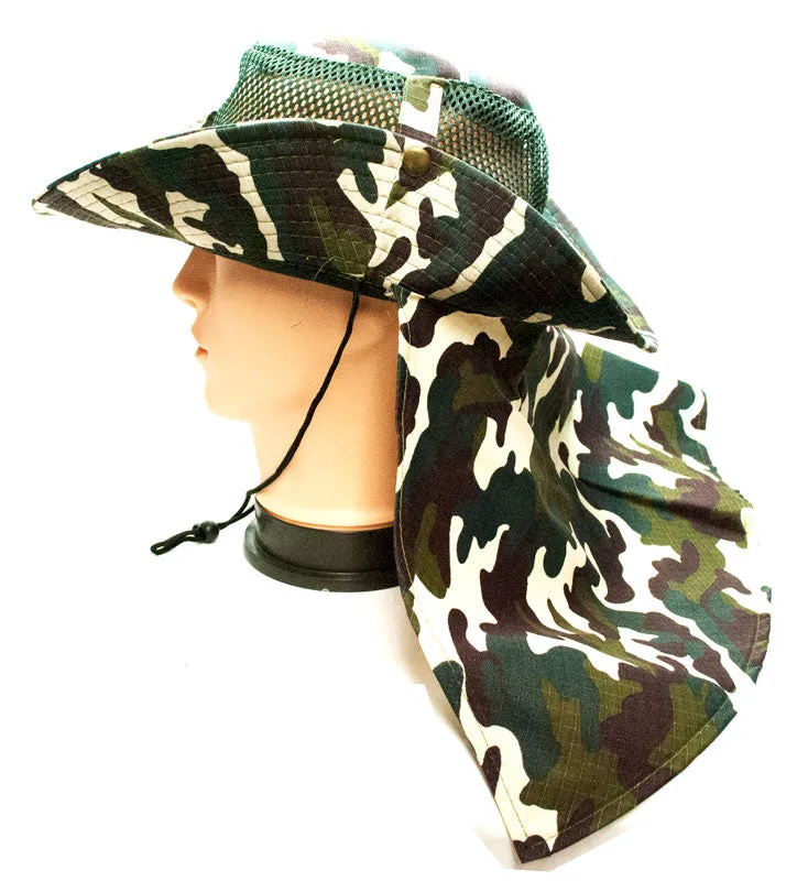 Camouflage Mesh Boonie Hats with Flap Neck Cover