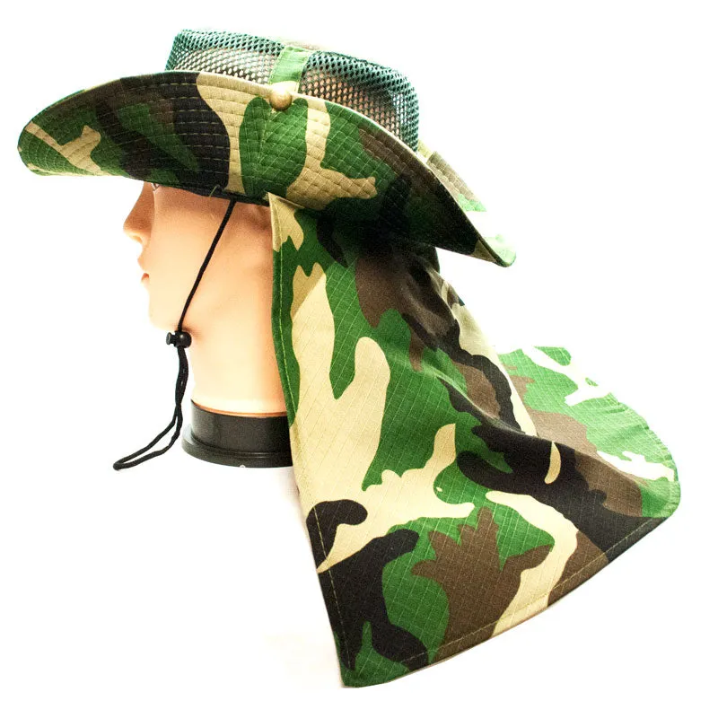 Camouflage Mesh Boonie Hats with Flap Neck Cover