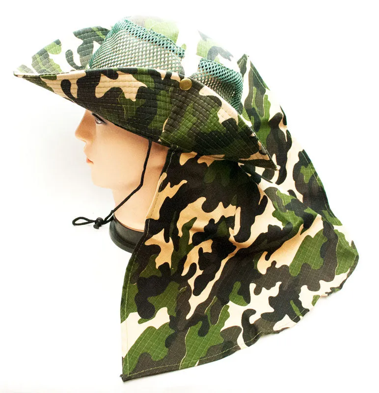 Camouflage Mesh Boonie Hats with Flap Neck Cover