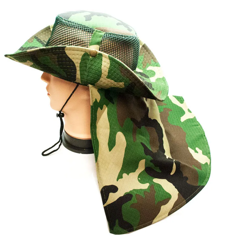 Camouflage Mesh Boonie Hats with Flap Neck Cover