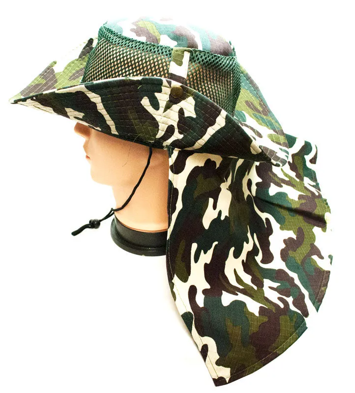 Camouflage Mesh Boonie Hats with Flap Neck Cover