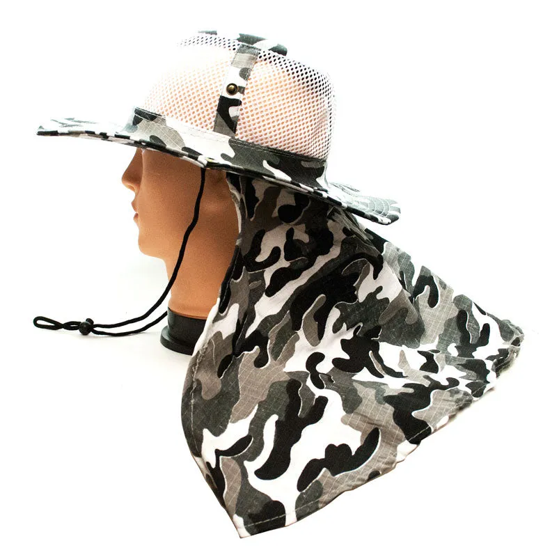 Camouflage Mesh Boonie Hats with Flap Neck Cover