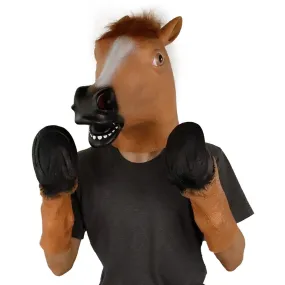 Cosmask Brown Horsehead Mask Cosplay Halloween Mask Horseshoe Suit Latex Mask Horror Mask Full Face Horse Headgear Party Mask