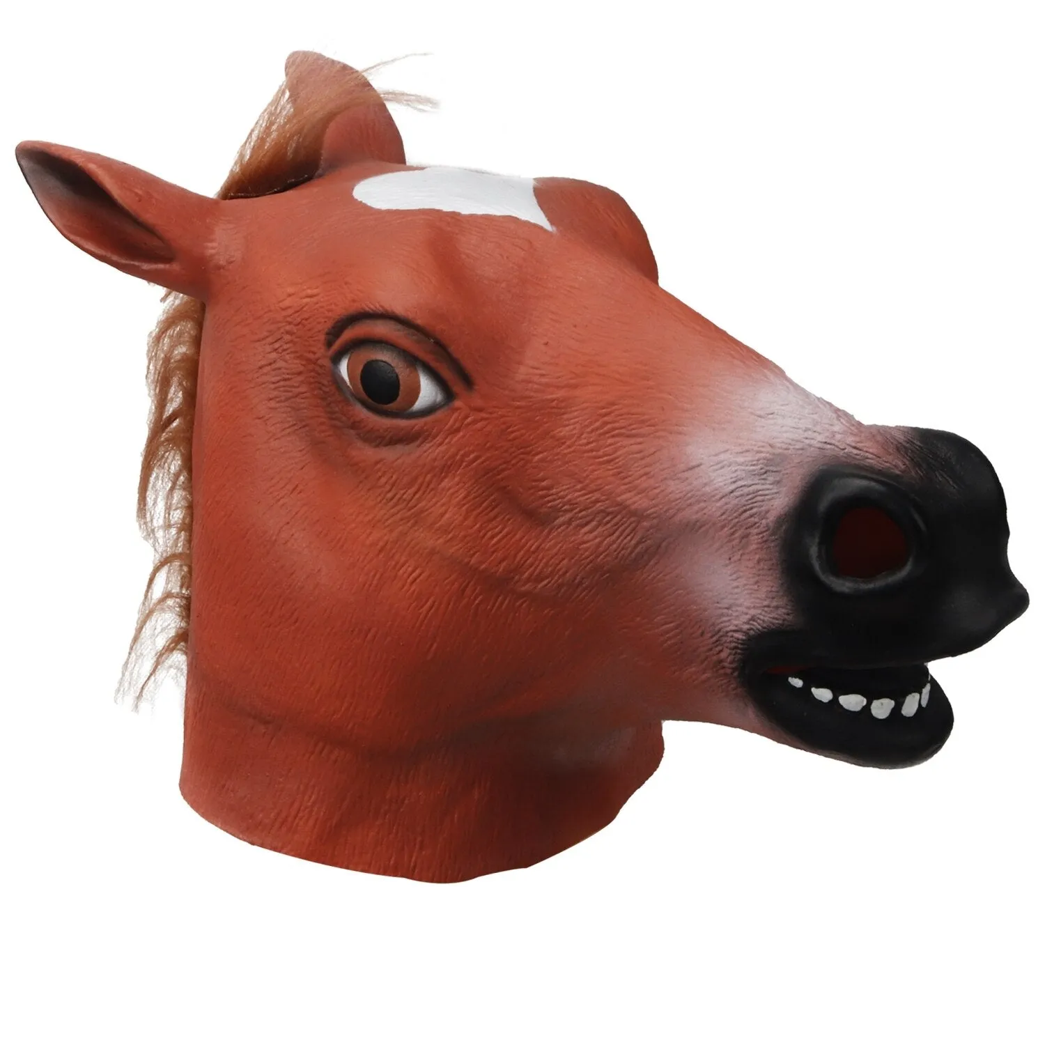 Cosmask Brown Horsehead Mask Cosplay Halloween Mask Horseshoe Suit Latex Mask Horror Mask Full Face Horse Headgear Party Mask