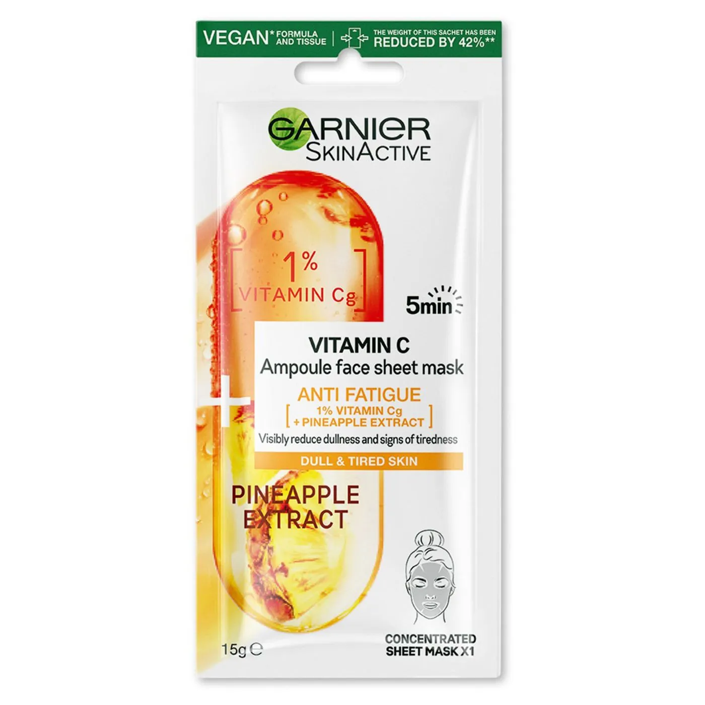 Garnier Skin Active Hyaluronic Acid 5 Min Pineapple Mask 15 GM