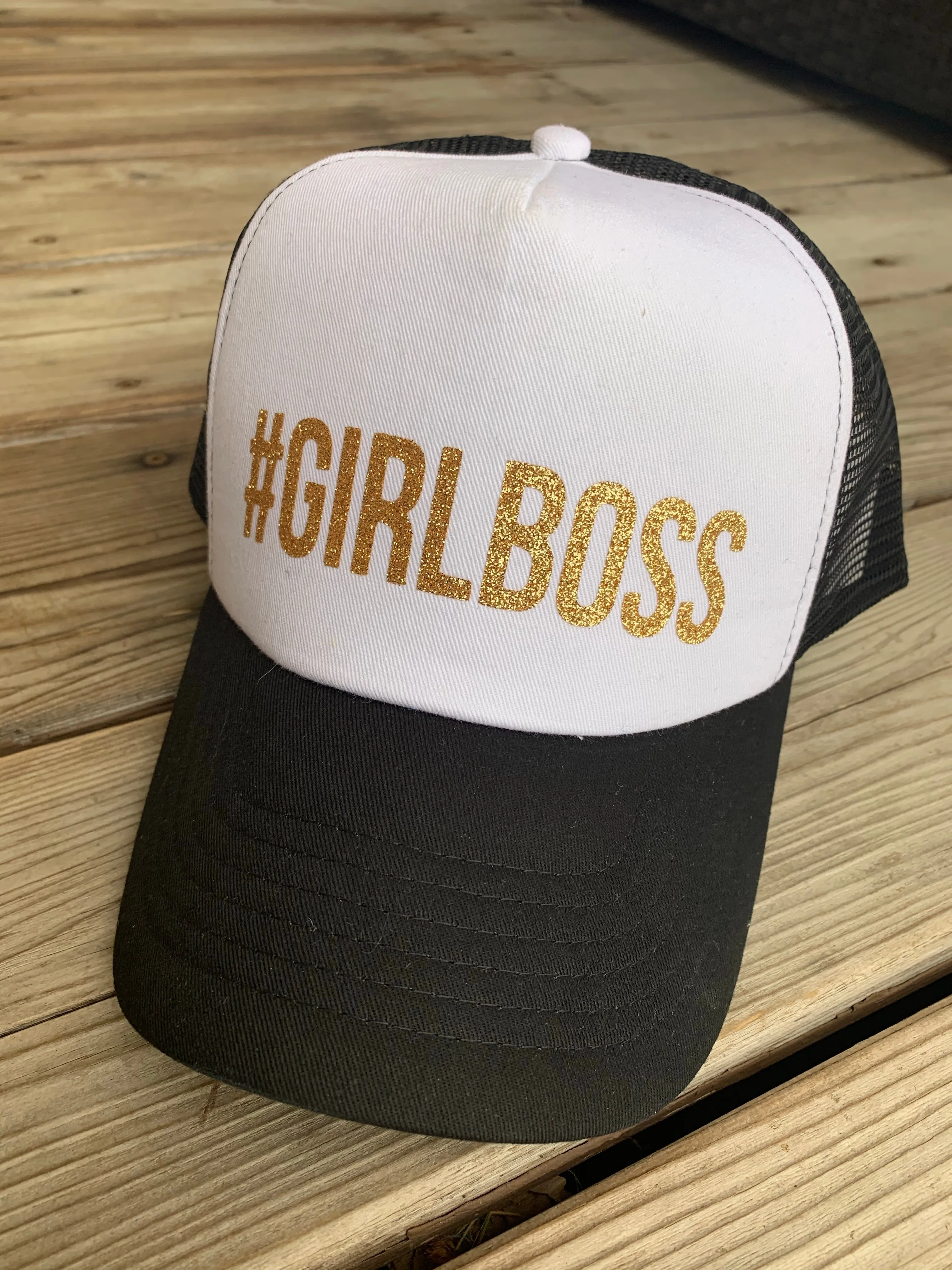 #Girlboss hats Glitter letters Womens snap back