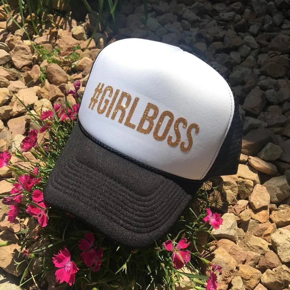 #Girlboss hats Glitter letters Womens snap back