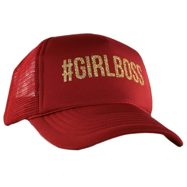 #Girlboss hats Glitter letters Womens snap back