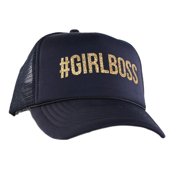 #Girlboss hats Glitter letters Womens snap back