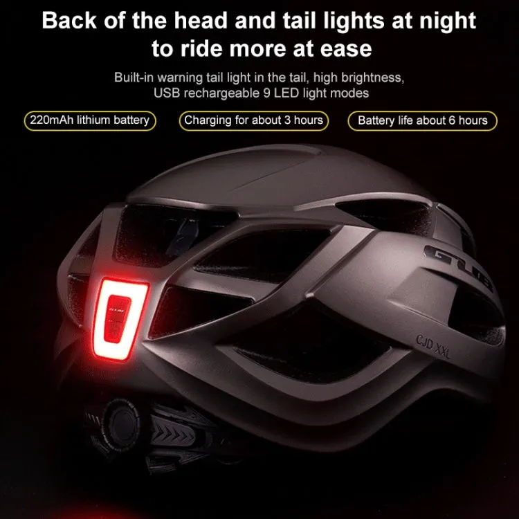 GUB CJD Integrally-Molded Bicycle Goggles Helmet With Tail Light(Black)