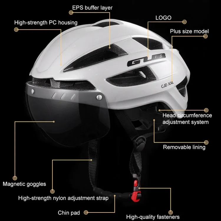 GUB CJD Integrally-Molded Bicycle Goggles Helmet With Tail Light(Pearl White)