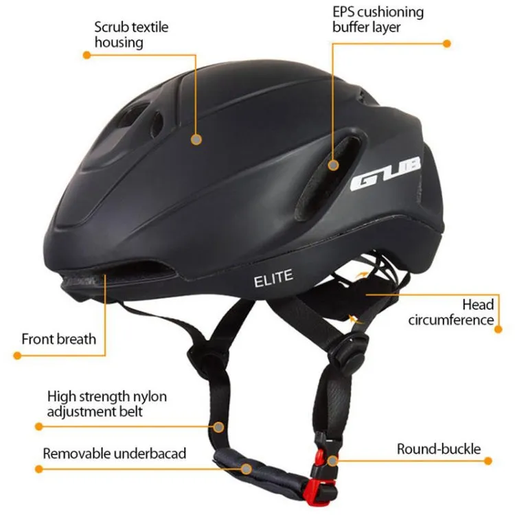 GUB Elite Unisex Adjustable Bicycle Riding Helmet, Size: M(Matte Black)