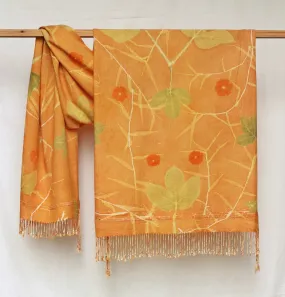 Orange Botanical Print Scarf | Indigenous Cotton | Handwoven & Naturally Dyed - 0010B-SY-HT