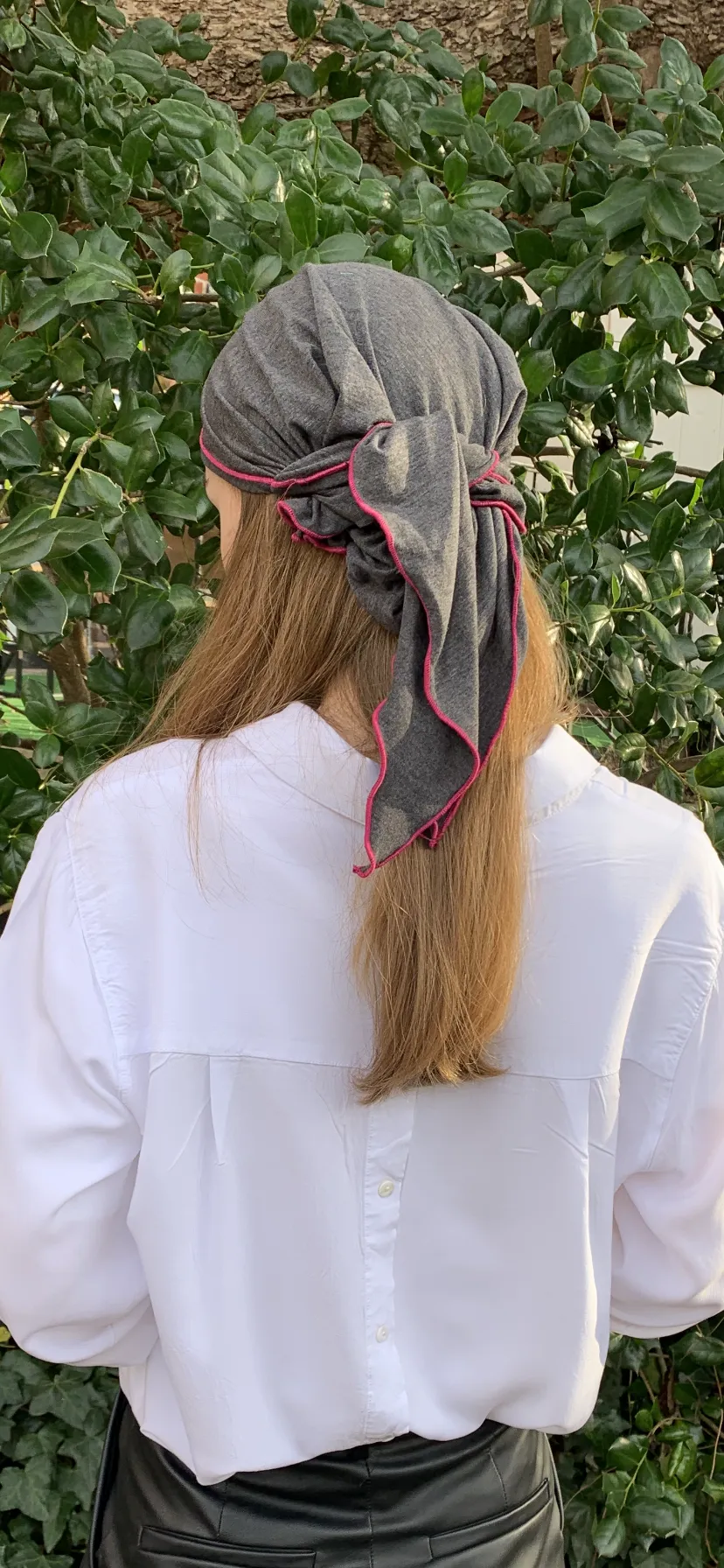 Personal Gift For Girlfriend Black Cotton Athletic Hair Wrap With Pink or Blue Piping Finish