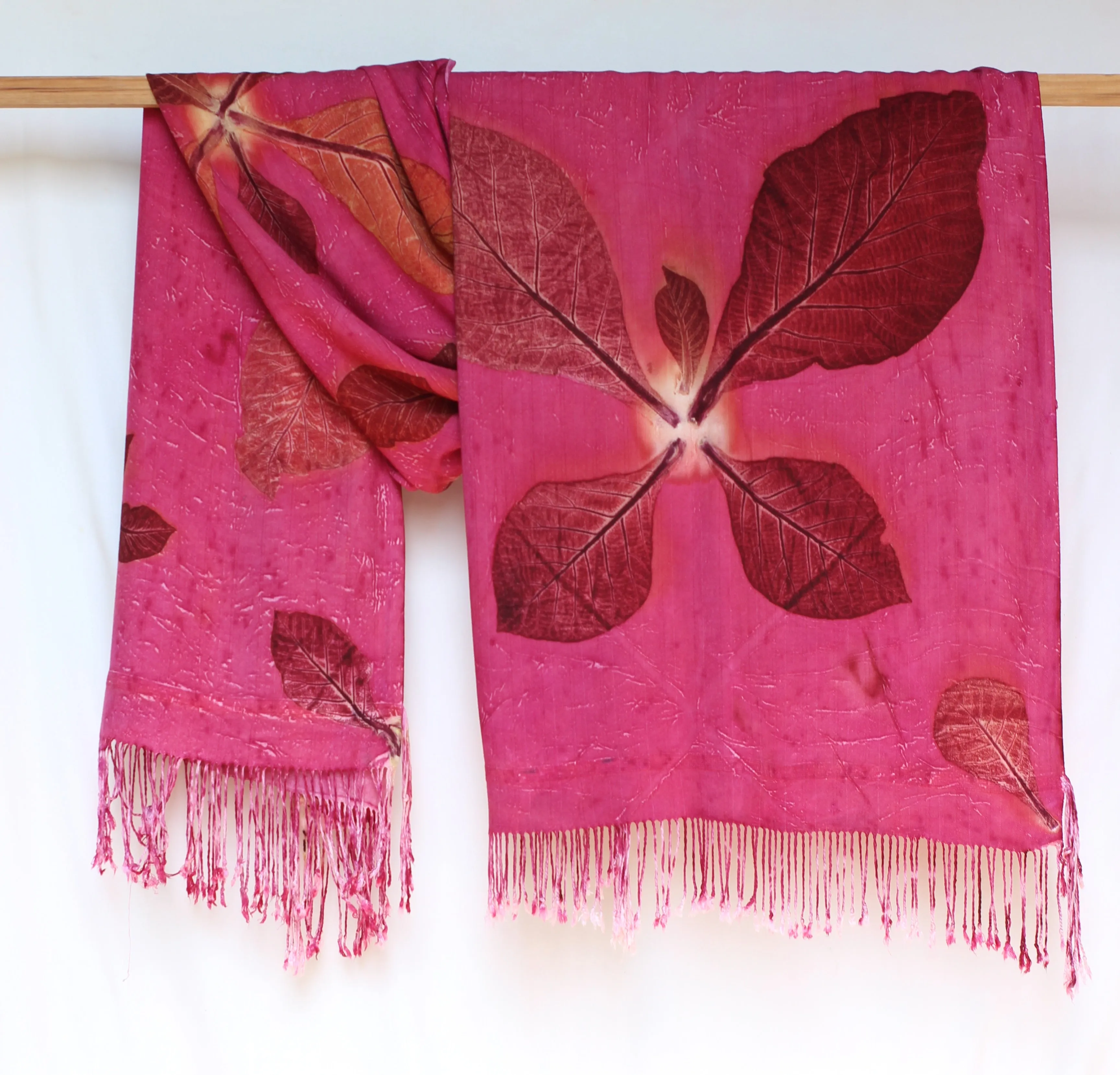 Pink Fanta Botanical Print Scarf | Indigenous Cotton | Handwoven & Naturally Dyed - 0016A-SY-HT