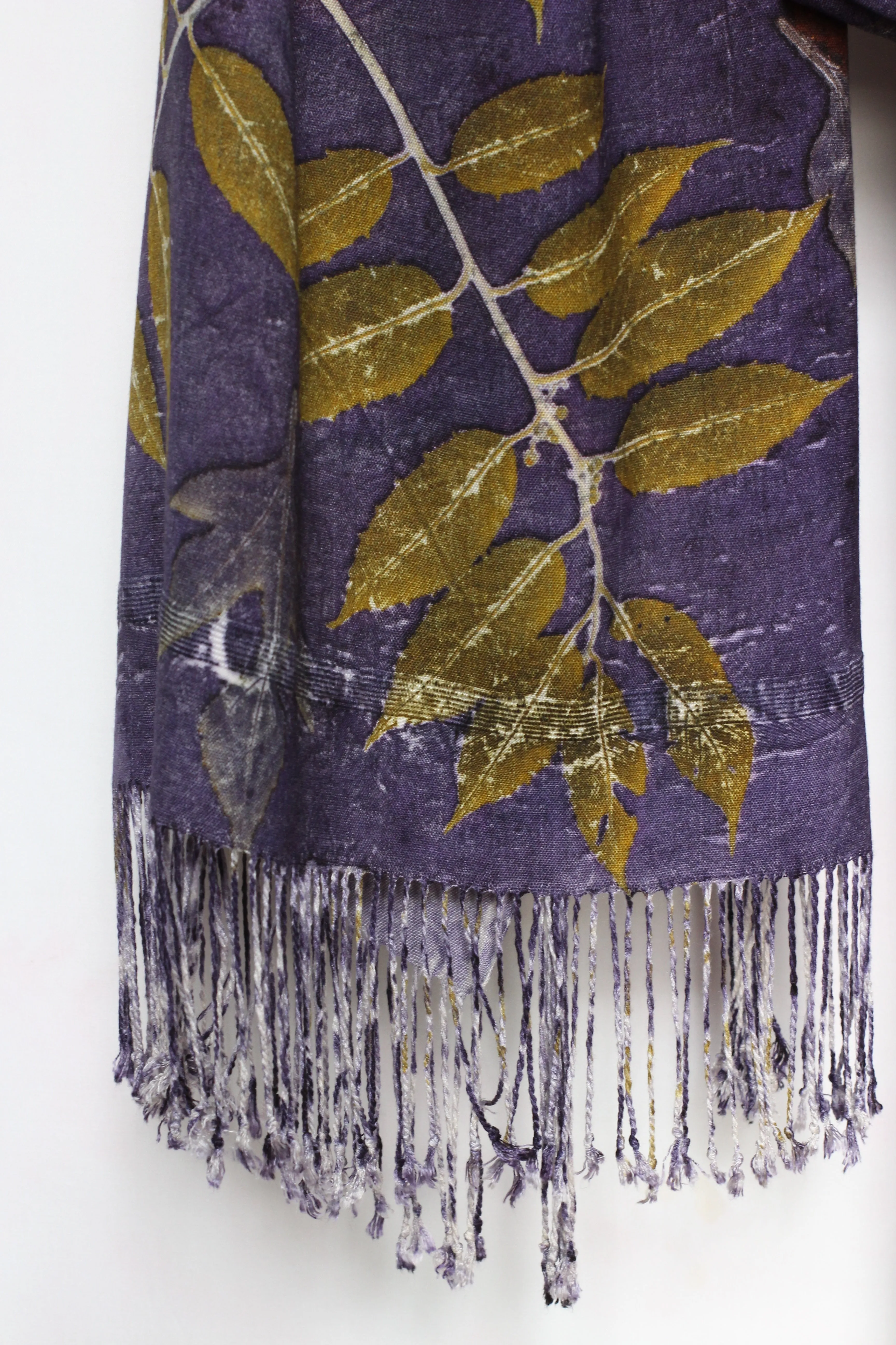 Purple Botanical Print Scarf | Indigenous Cotton | Handwoven & Naturally Dyed - 0009B-SY-HT