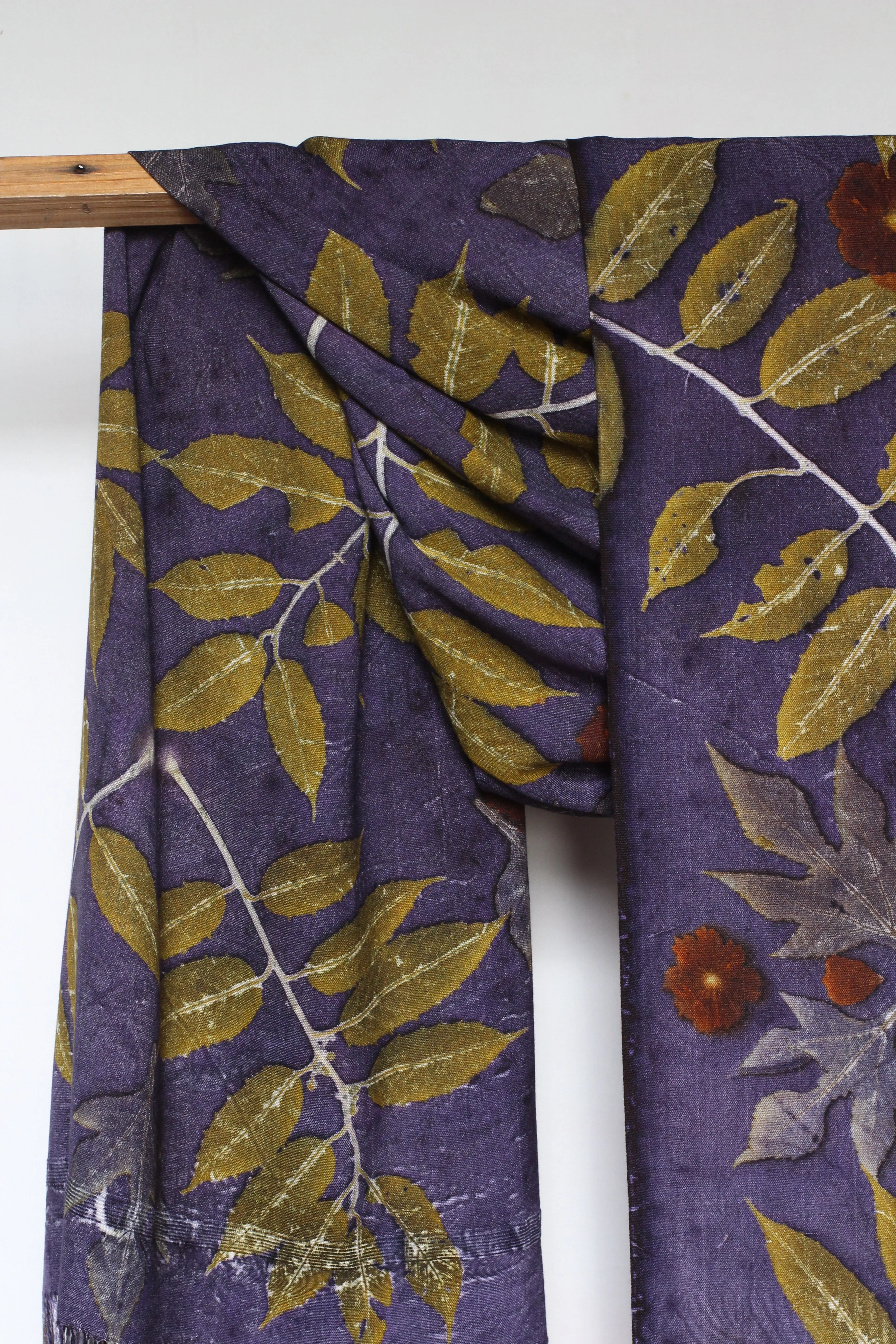 Purple Botanical Print Scarf | Indigenous Cotton | Handwoven & Naturally Dyed - 0009B-SY-HT