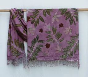 Purple Botanical Print Scarf | Indigenous Cotton | Handwoven & Naturally Dyed - 0012B-SY-HT