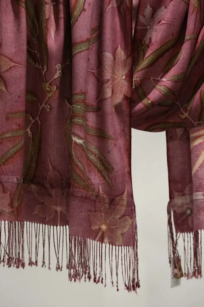 Purple Botanical Print Scarf | Indigenous Cotton | Handwoven & Naturally Dyed - 0012D-SY-HT