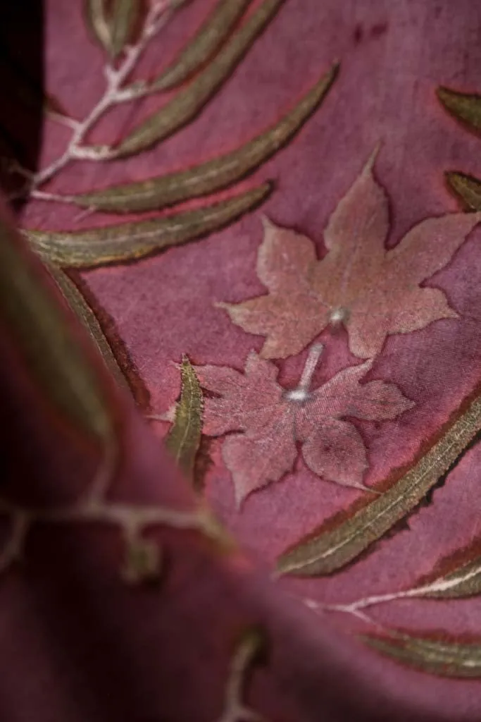 Purple Botanical Print Scarf | Indigenous Cotton | Handwoven & Naturally Dyed - 0012D-SY-HT