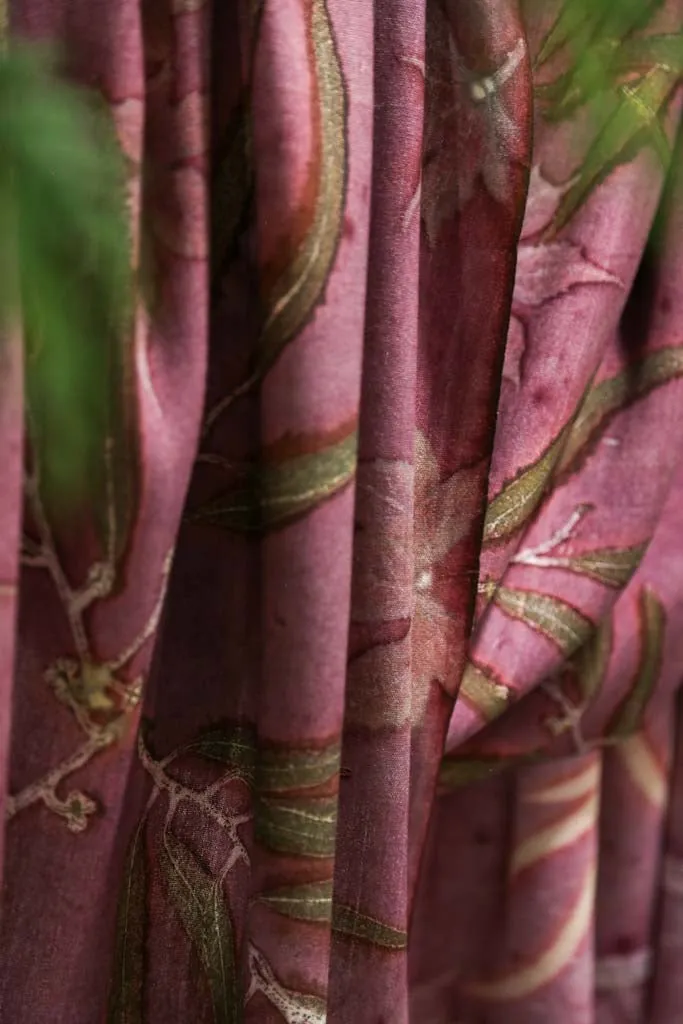 Purple Botanical Print Scarf | Indigenous Cotton | Handwoven & Naturally Dyed - 0012D-SY-HT