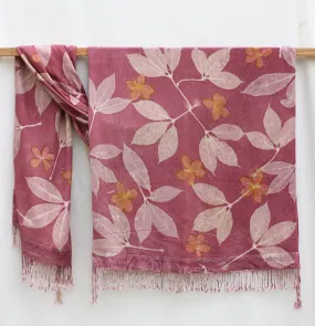 Purple Botanical Print Scarf | Indigenous Cotton | Handwoven & Naturally Dyed - 0012E-SY-HT