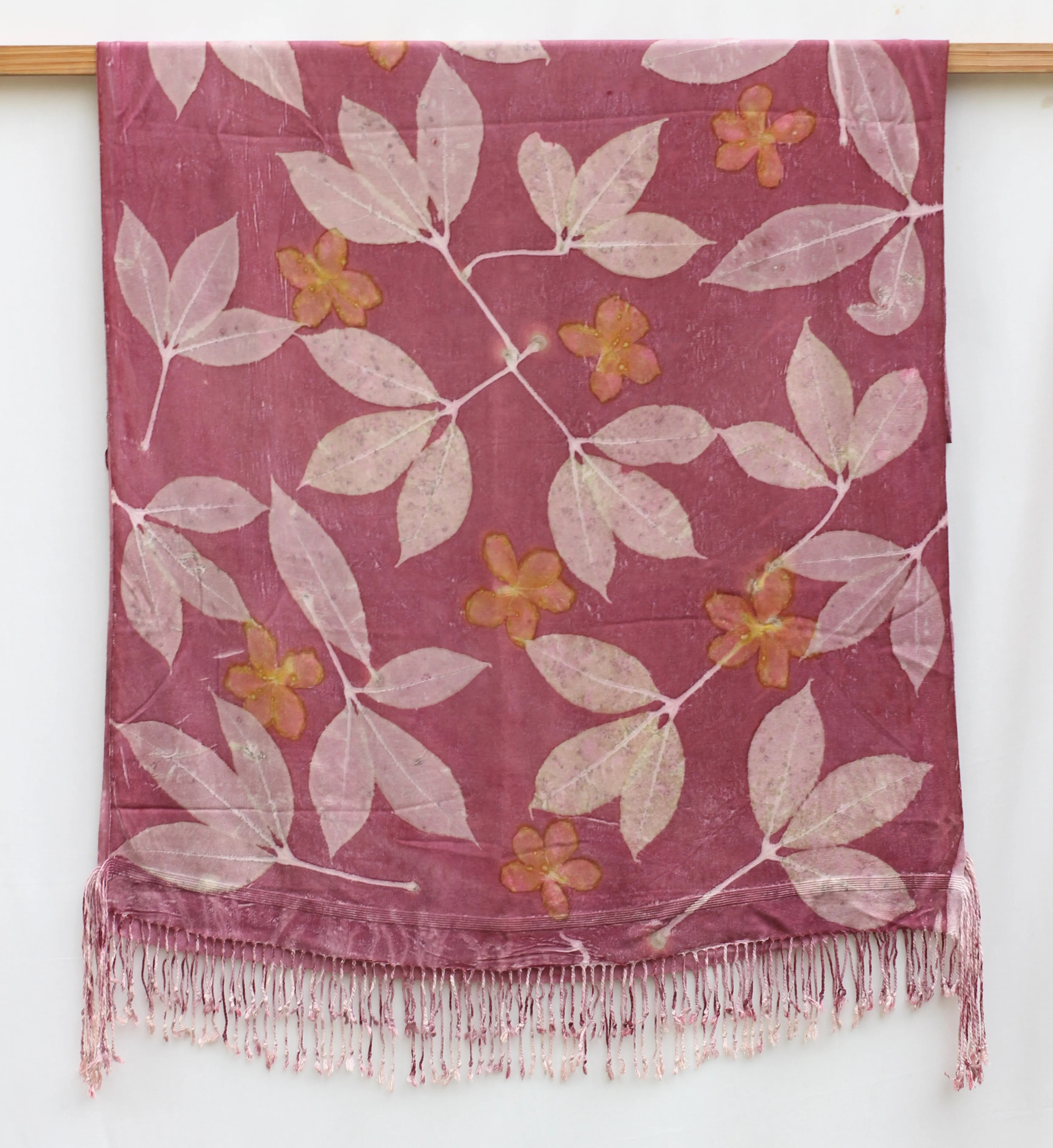 Purple Botanical Print Scarf | Indigenous Cotton | Handwoven & Naturally Dyed - 0012E-SY-HT