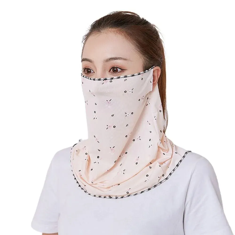 Summer Sunscreen Cycling Mask Breathable Ice Silk UV Protection Face Cover Sunscreen Veil Face Scarves With Neck Flap Outdoor Ri