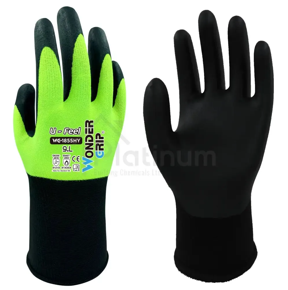 Wonder Grip WG-1855HY U-FEEL - Ultra Lightweight Gloves (Nitrile Palm)