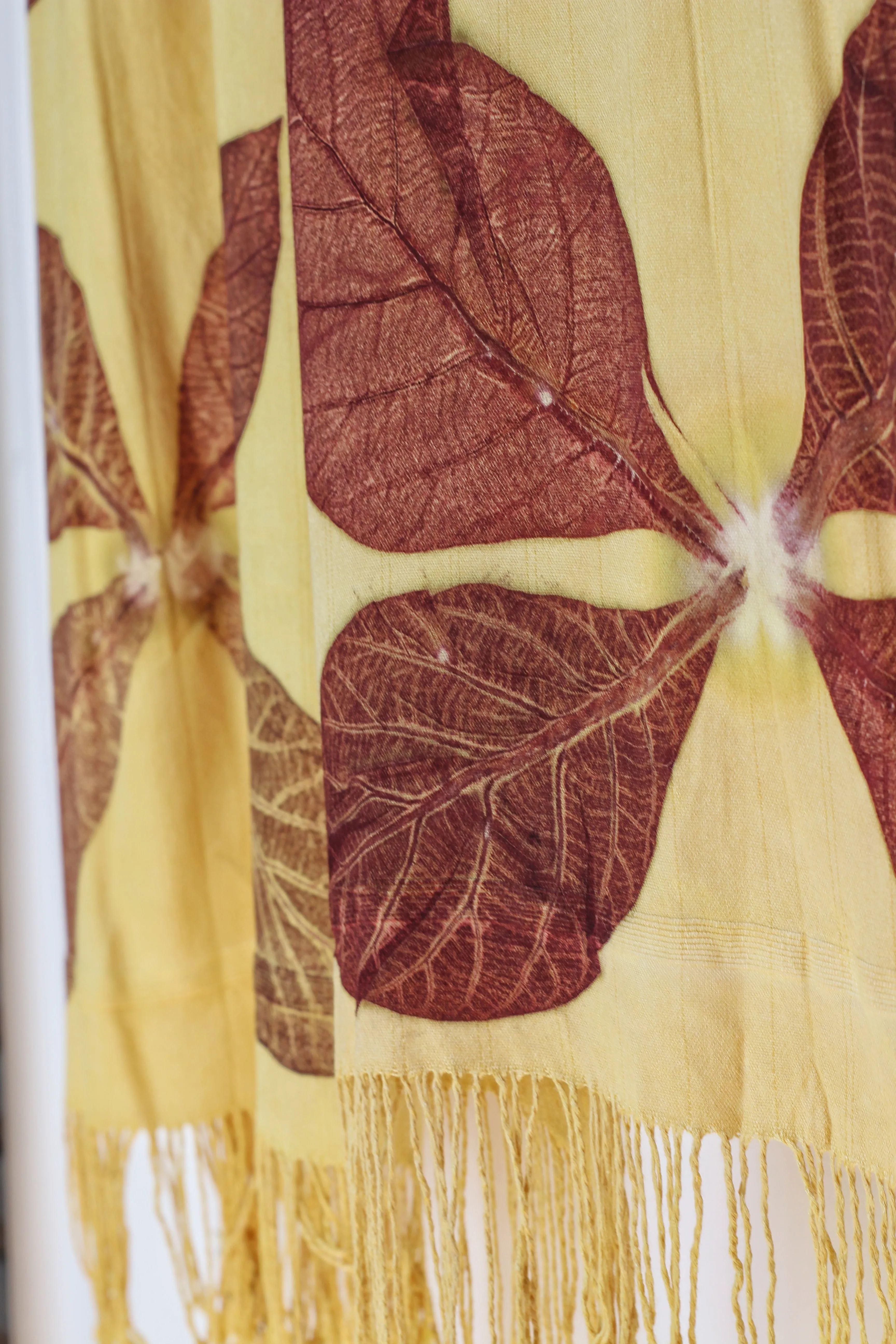 Yellow Botanical Print Scarf | Indigenous Cotton | Handwoven & Naturally Dyed - 0004B-SY-HT