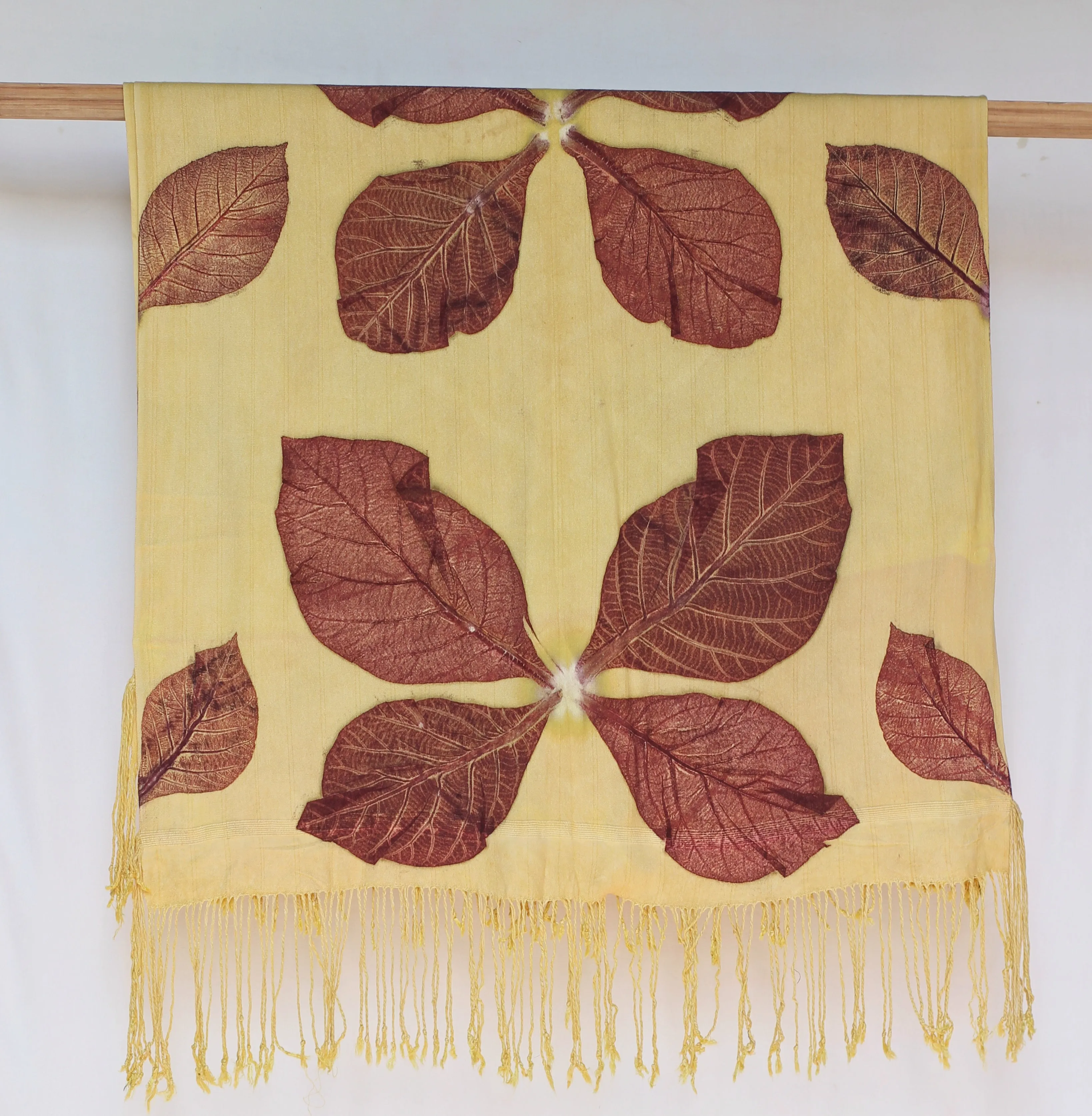 Yellow Botanical Print Scarf | Indigenous Cotton | Handwoven & Naturally Dyed - 0004B-SY-HT