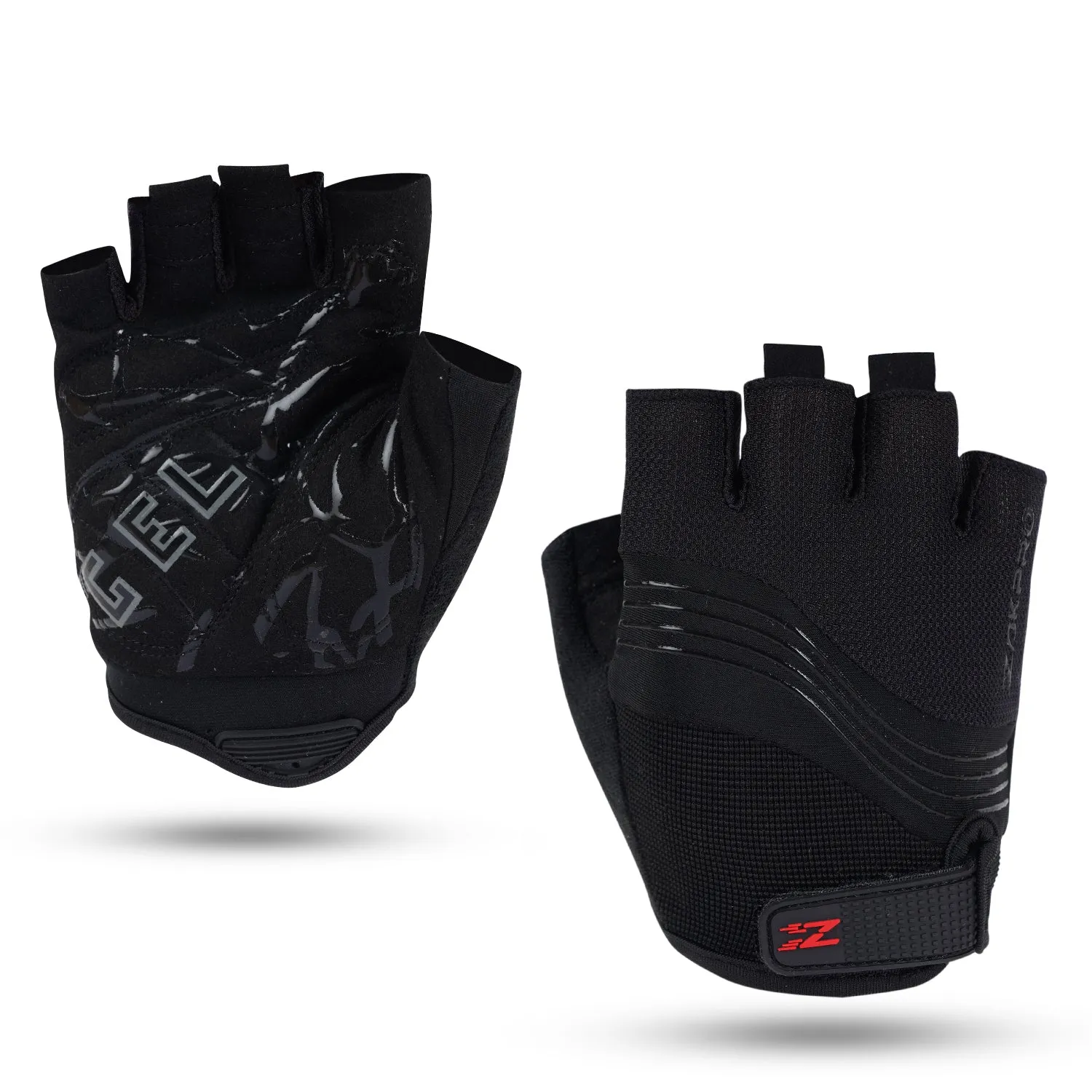 ZAKPRO Gel Series Anti-Slip Professional Half Finger Cycling Gloves - Black