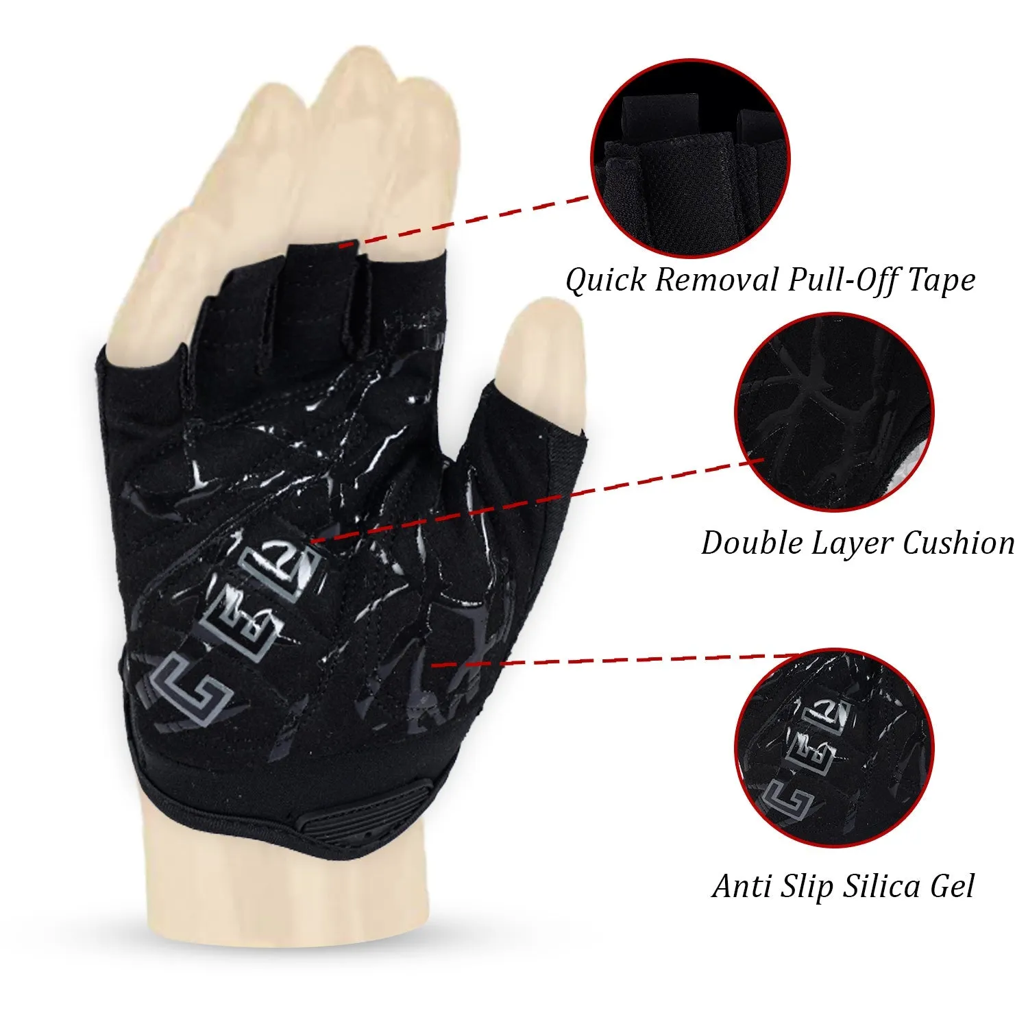 ZAKPRO Gel Series Anti-Slip Professional Half Finger Cycling Gloves - Black